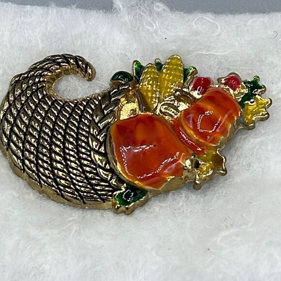 Vintage Cornucopia enamel brooch - Picture 2 of 7
